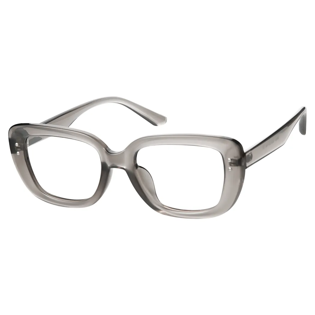 Rectangle Transparent Gray Eyeglasses