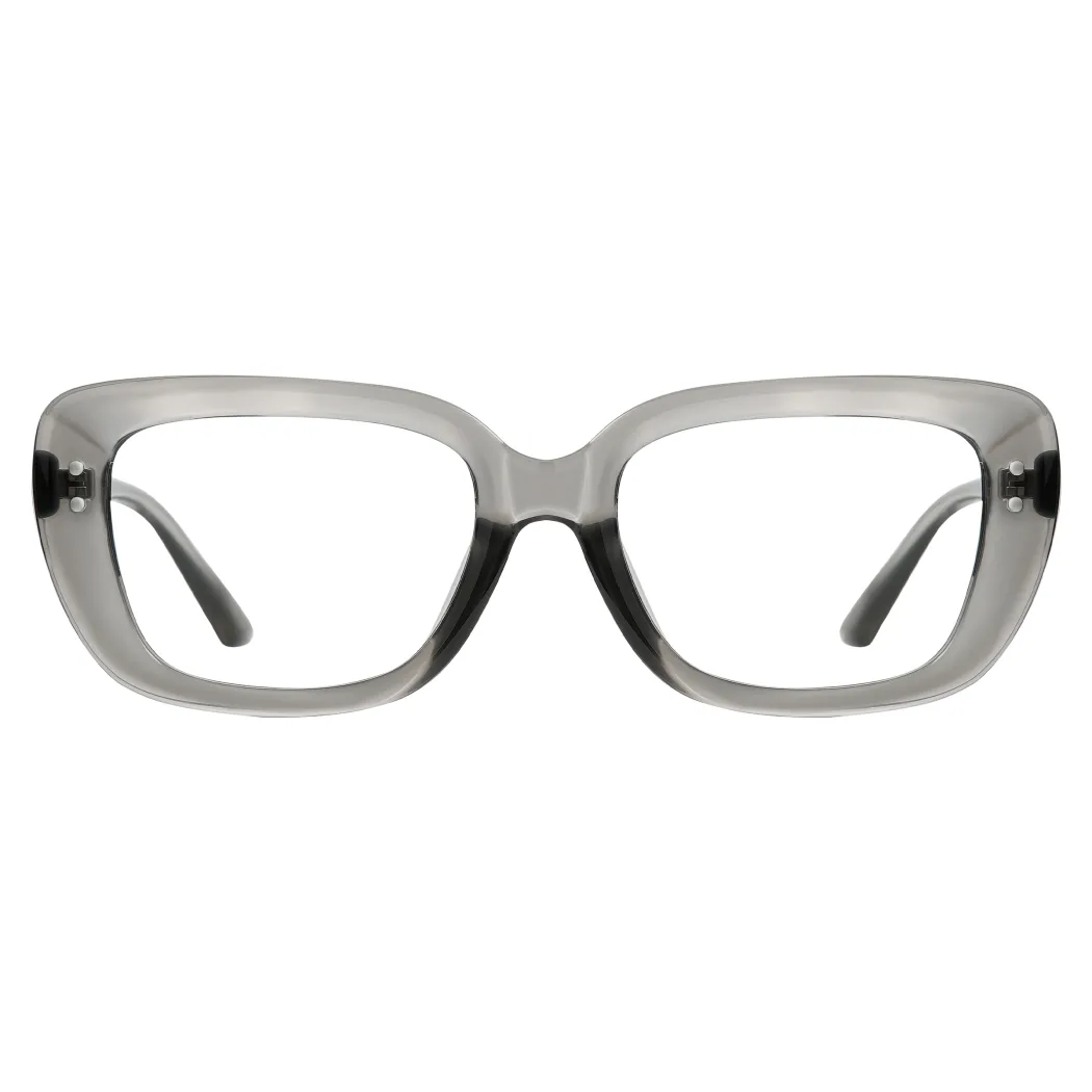 Rectangle Transparent Gray Eyeglasses