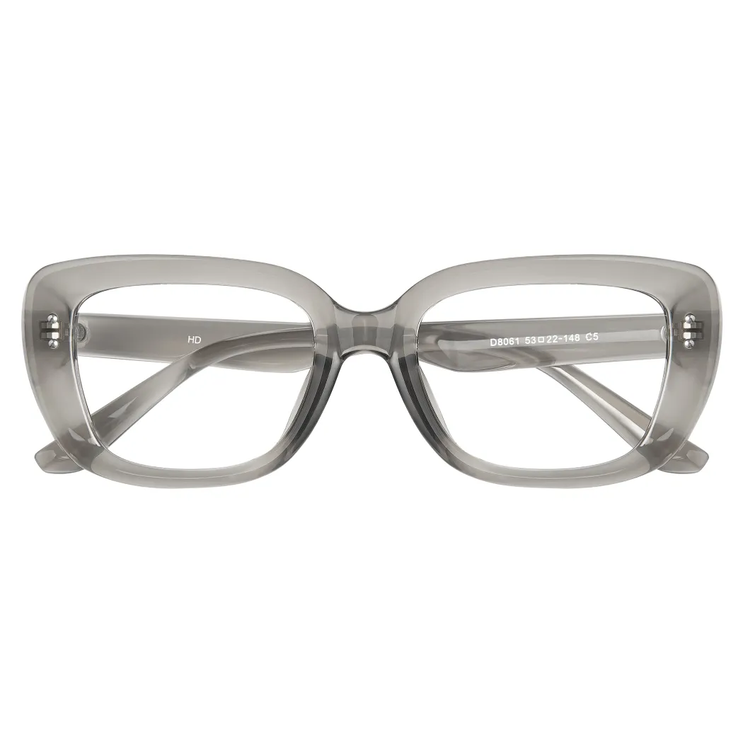 Rectangle Transparent Gray Eyeglasses