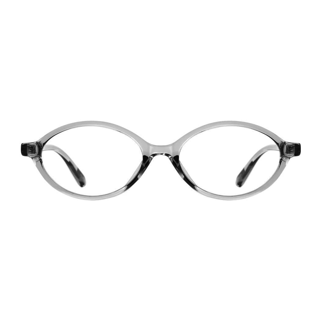 Oval Transparent Gray Eyeglasses