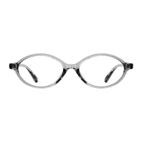 Oval Transparent Gray Eyeglasses