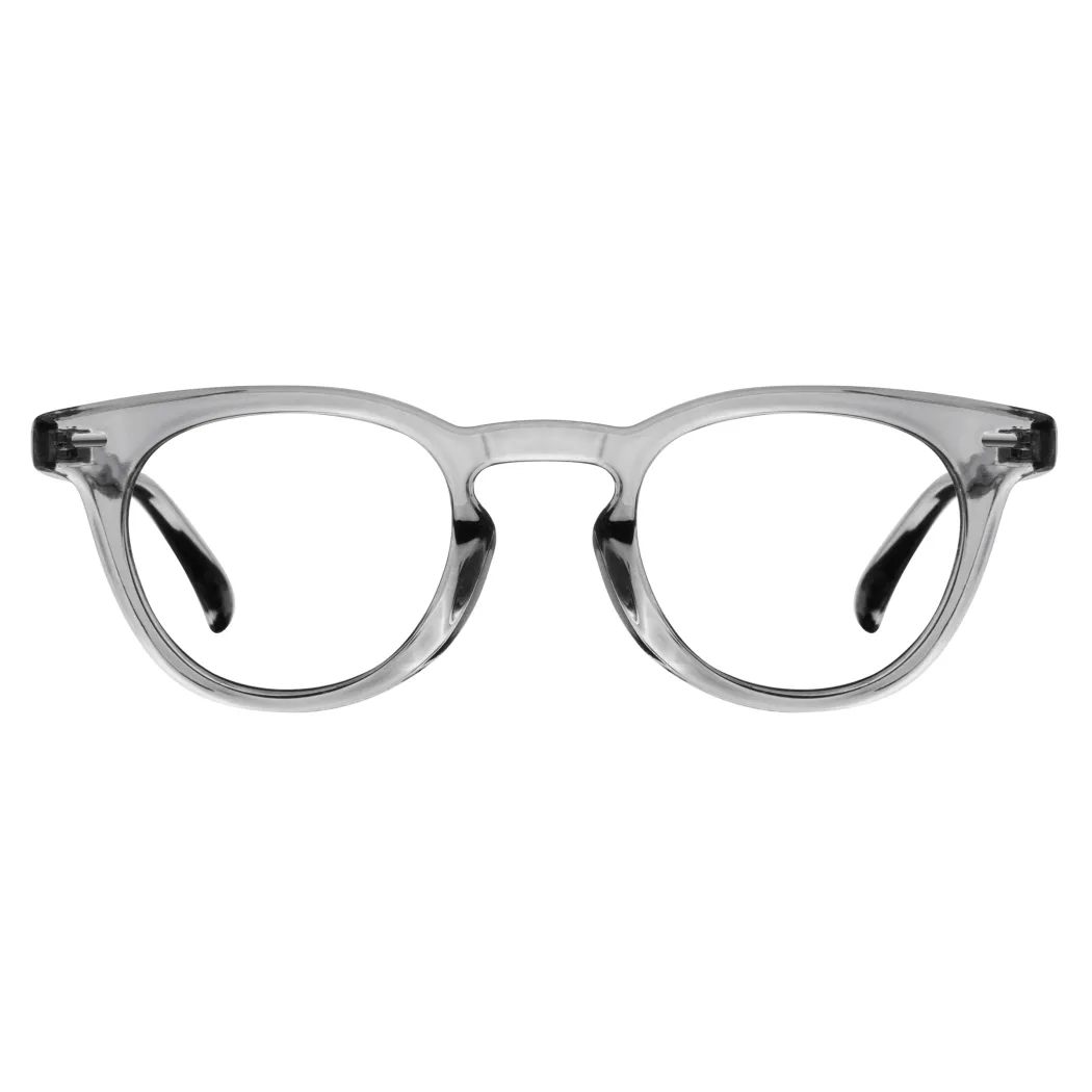 Round Transparent Gray Eyeglasses