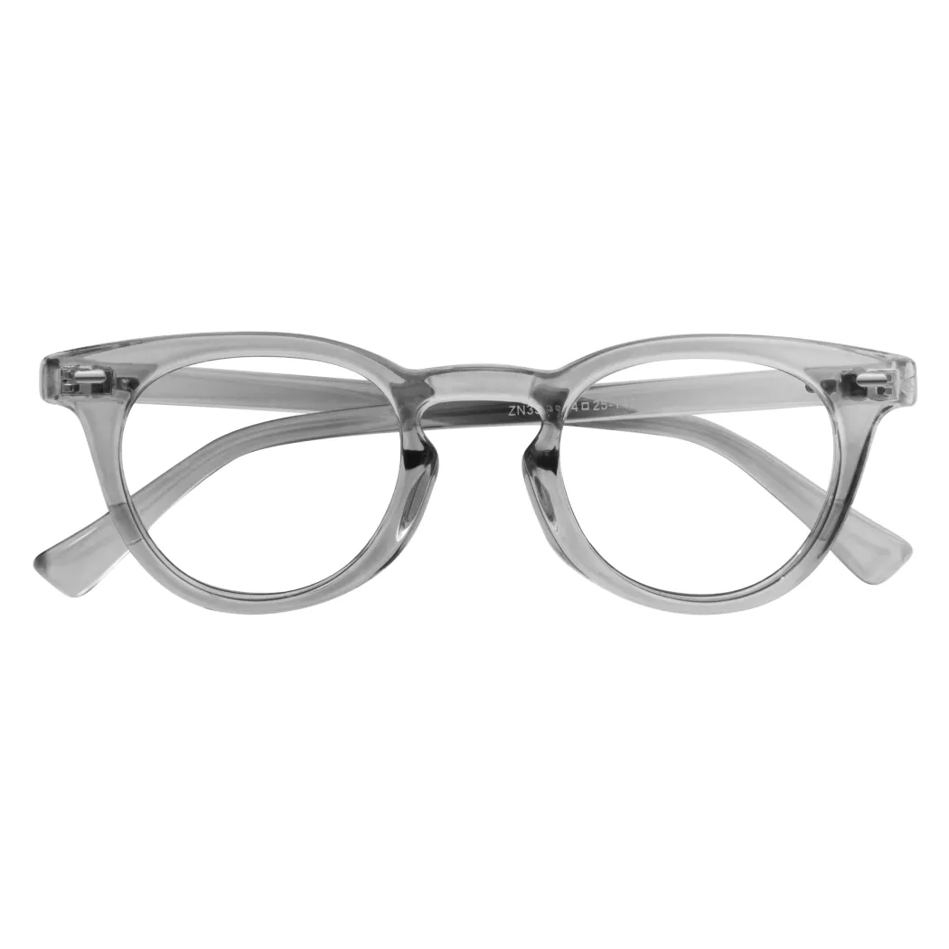 Round Transparent Gray Eyeglasses