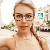 Cat-eye Transparent Gray Eyeglasses