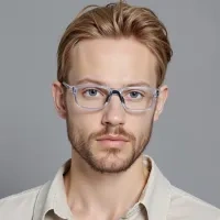 Rectangle Transparent Gray Eyeglasses