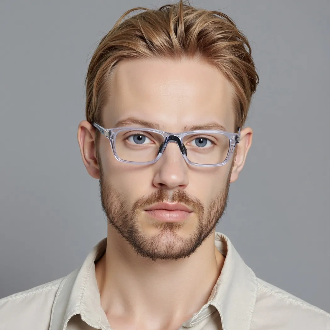 Rectangle Transparent Gray Eyeglasses