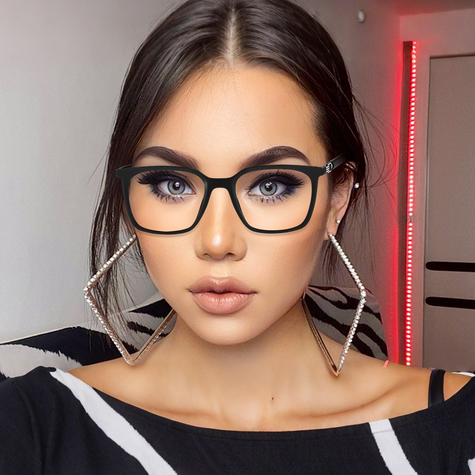 Square Light Brown Eyeglasses