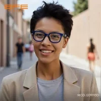 Square Transparent Blue Eyeglasses
