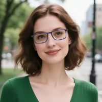 Rectangle Transparent Blue Eyeglasses