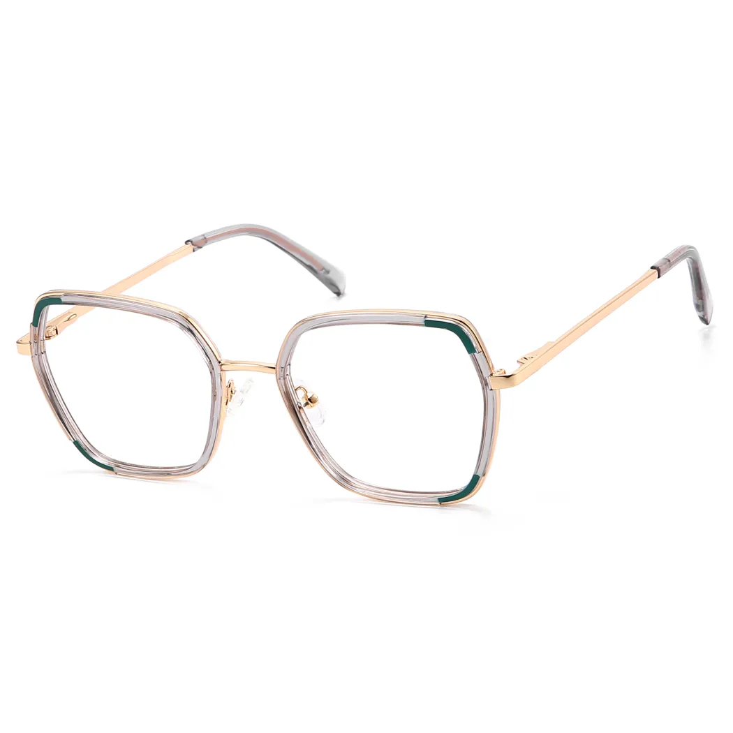 Geometric Transparent Gray Eyeglasses