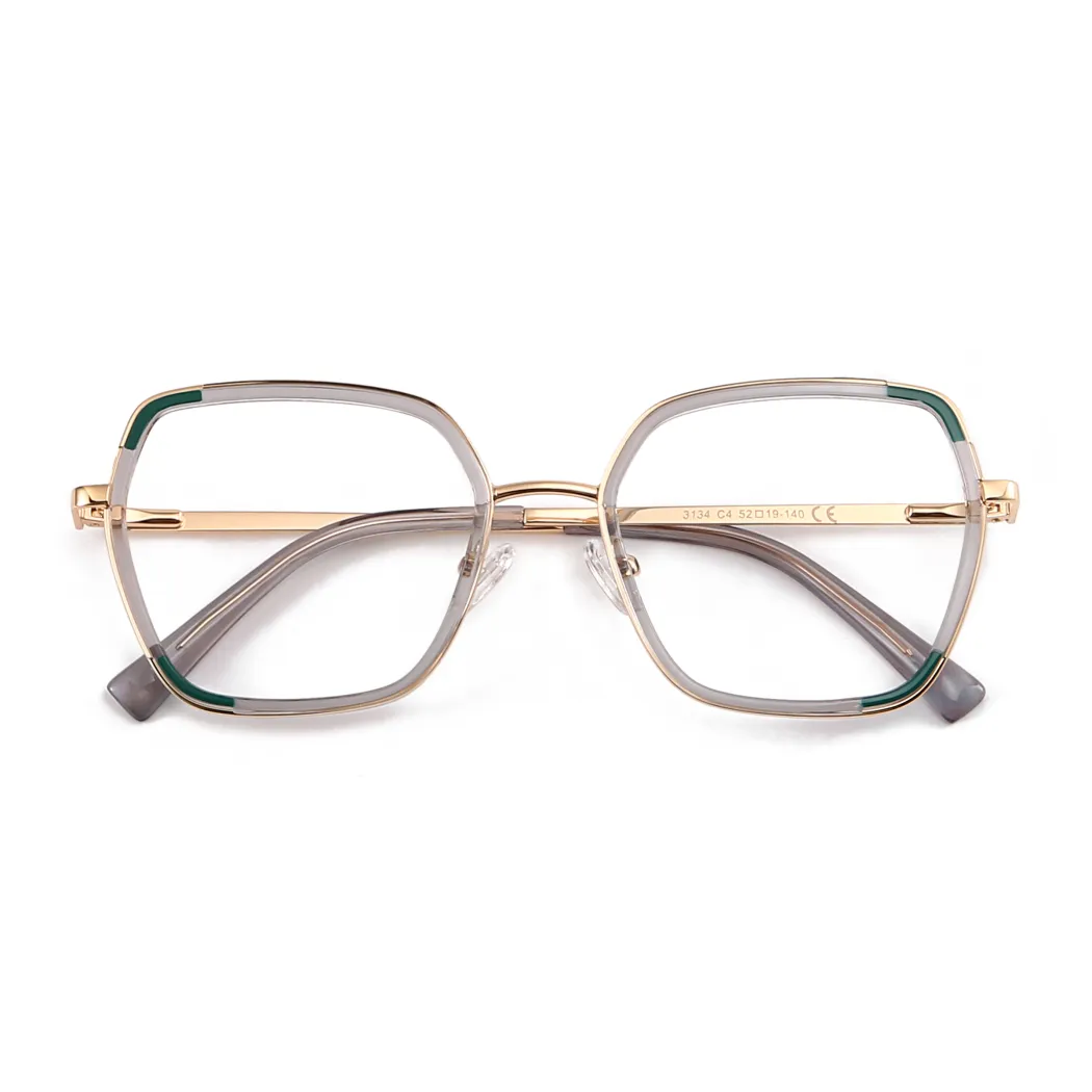 Geometric Transparent Gray Eyeglasses