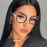 Geometric Transparent Gray Eyeglasses