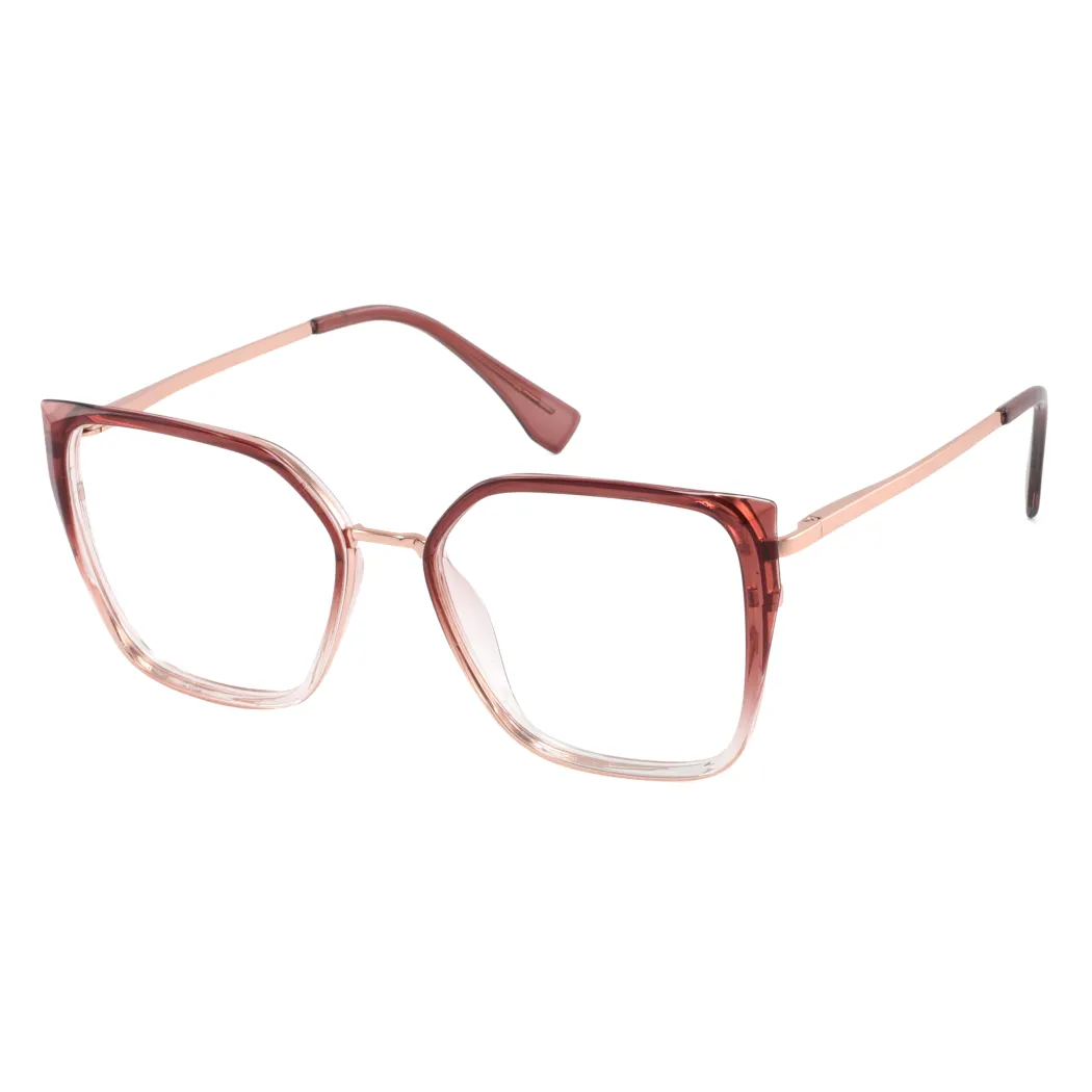 Square Transparent Red Eyeglasses