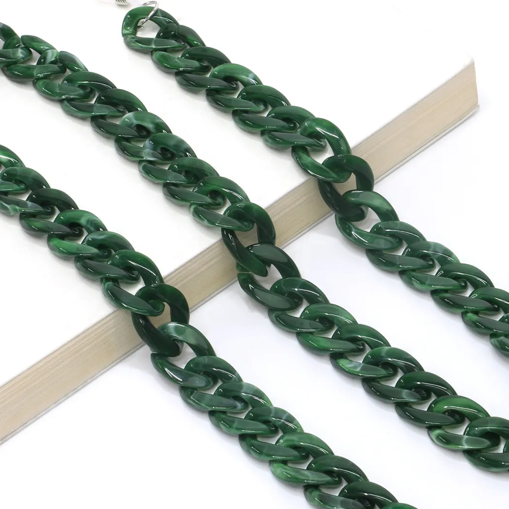 Green eyeglasses chain