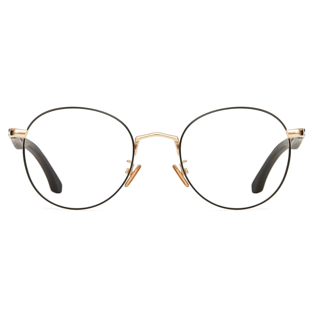 Round Black Gold Eyeglasses