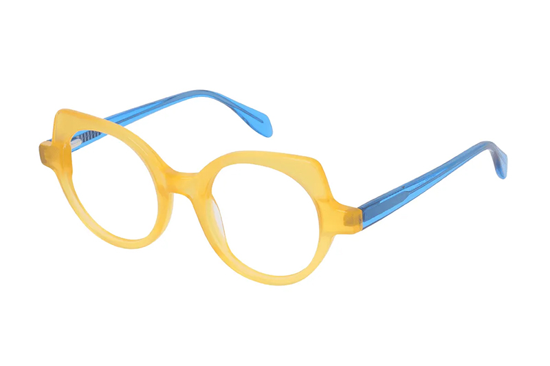 geometric yellow glasses