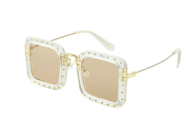 square gold-white sunglasses