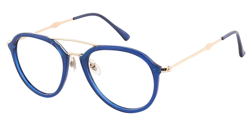Blue frame glasses