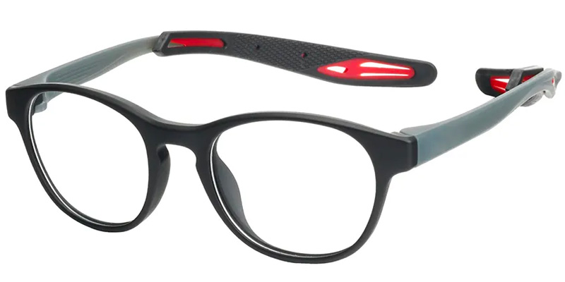 Oval Black-Red Glasses
