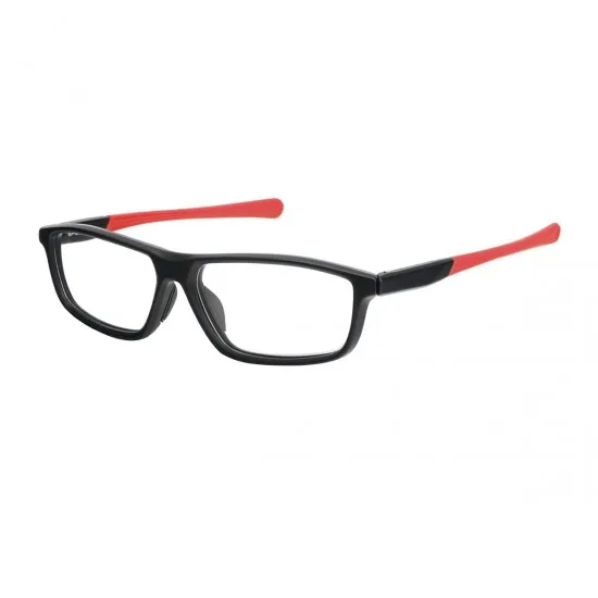 oval black-red eyeglasses