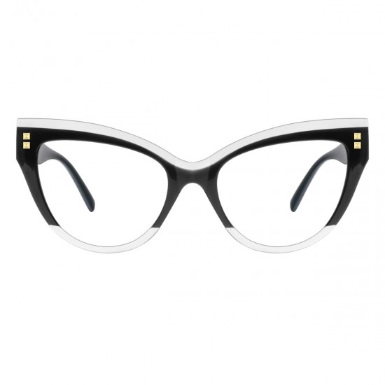 cat-eye black-white eyeglasses