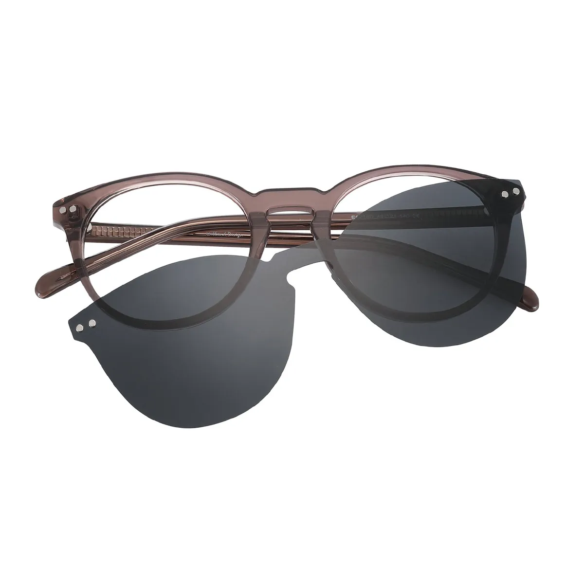 Isaac - Round Brown Clip On Sunglasses for Men & Women - EFE