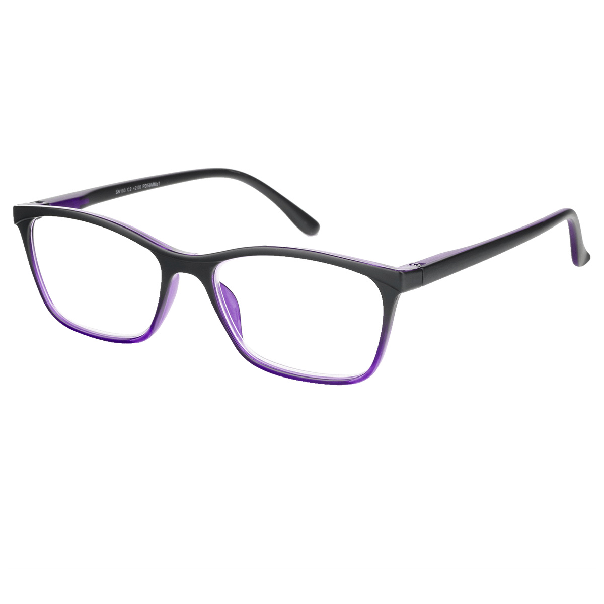 Dai - Rectangle Purple-Black Reading Glasses for Men & Women