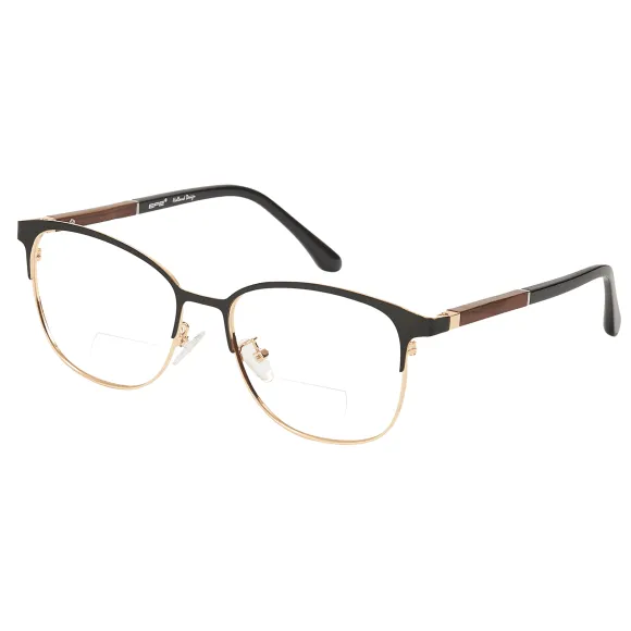 square black-gold reading glasses