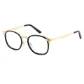 Lind - Oval Black-Gold Glasses for Men & Women