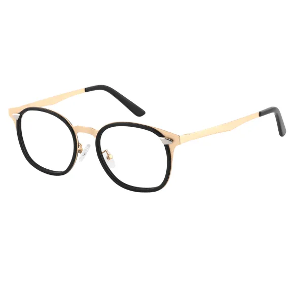 oval black-gold eyeglasses