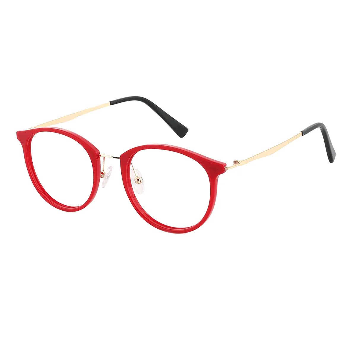 Janet - Round Red Glasses for Women