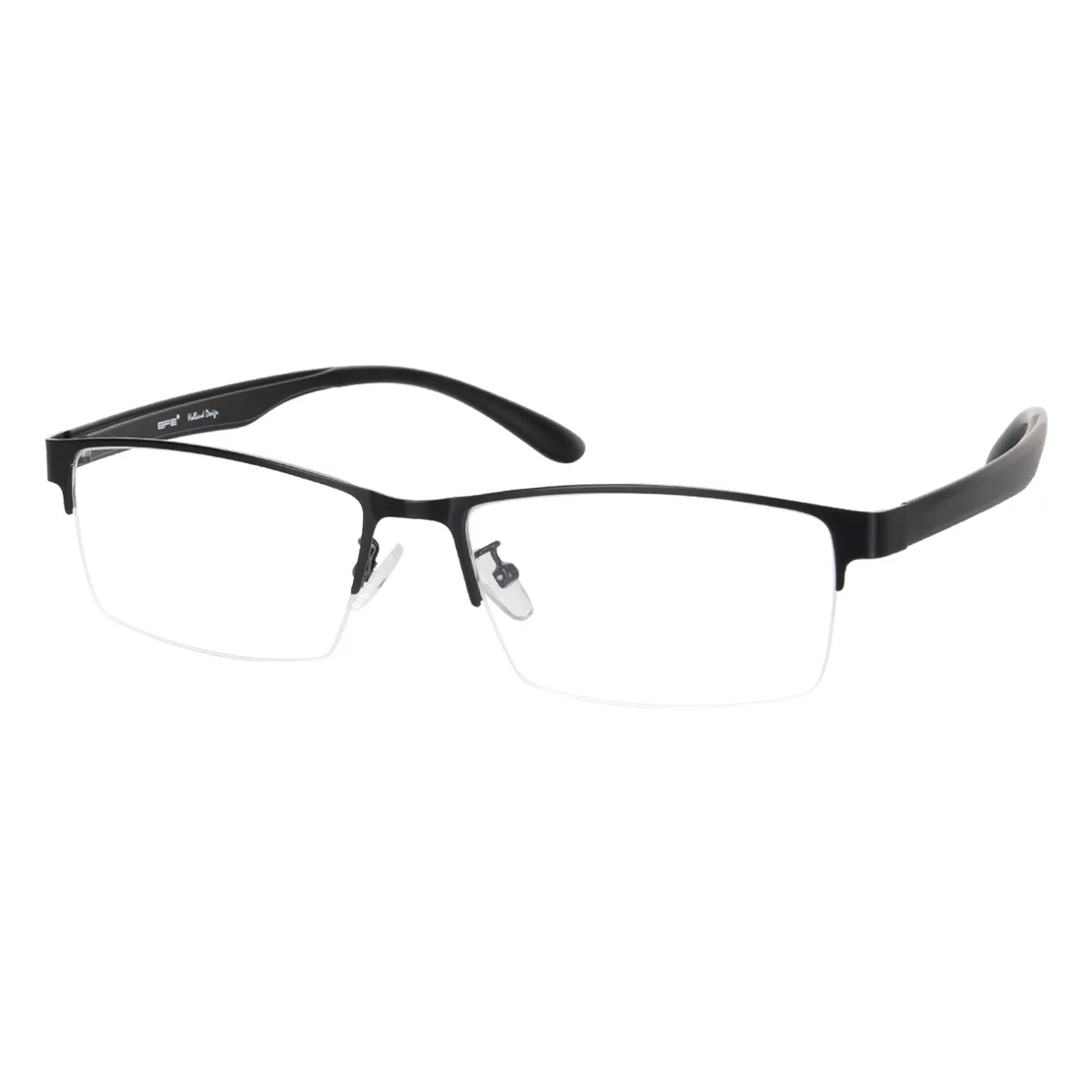 Mike - Half-Rim Black Glasses for Men & Women