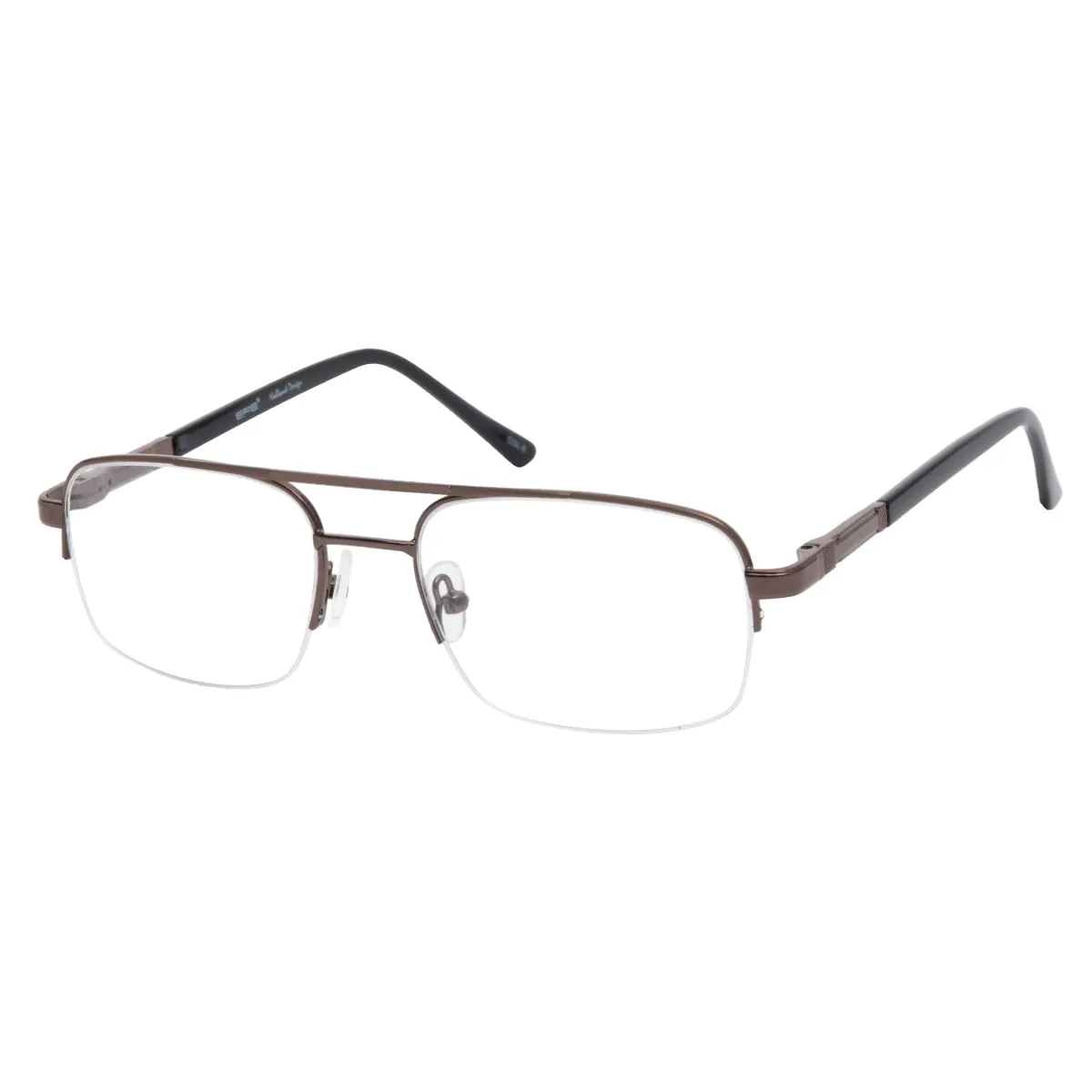 Derek - Half-Rim Brown Glasses for Men