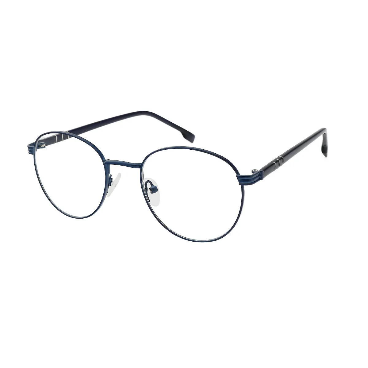 Florence - Round Blue Matte Glasses for Men & Women