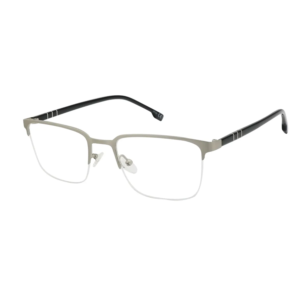 Hedda - Square Silver Matte Glasses for Men - EFE