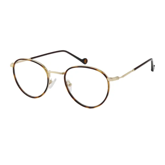 round tortoiseshell-gold eyeglasses