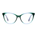 Betsy - Cat-eye Transparent Green/Blue Glasses for Women
