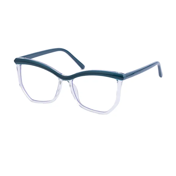 geometric transparent-green eyeglasses