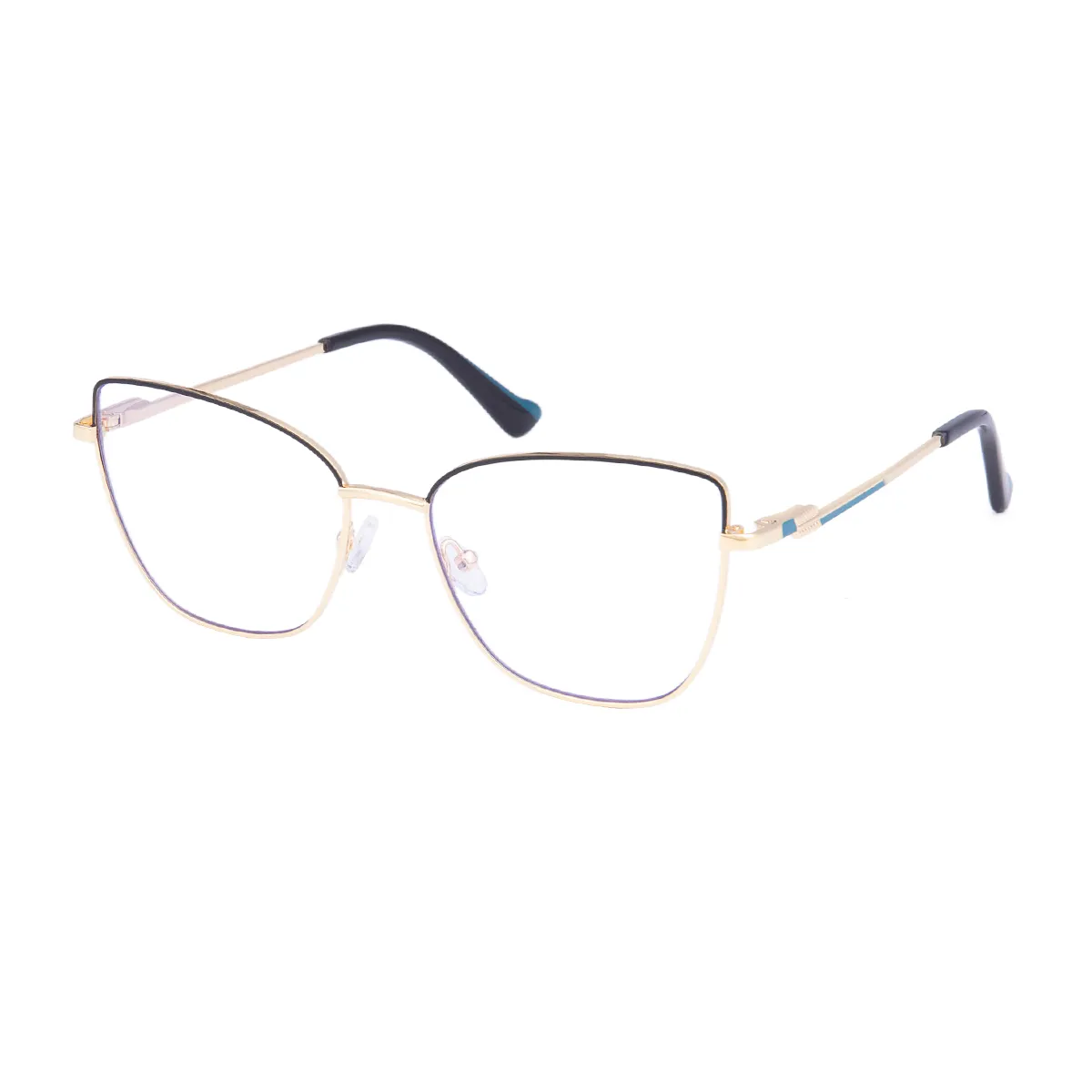 Fashion Oval Gold/Black Eyeglasses for Women