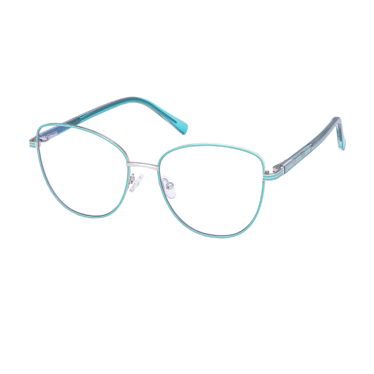 Evangeline - Square Silver Glasses for Women