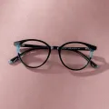 Aemy - Round Black Glasses for Women