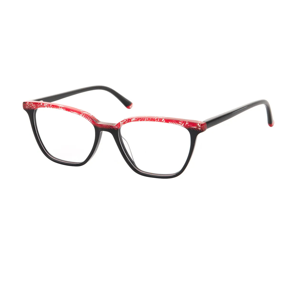 Kary - Cat-eye Black-Red Glasses for Women - EFE
