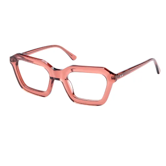 square transparent-pink eyeglasses
