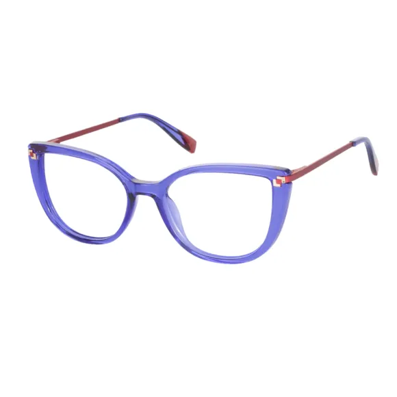 cat-eye blue-red eyeglasses