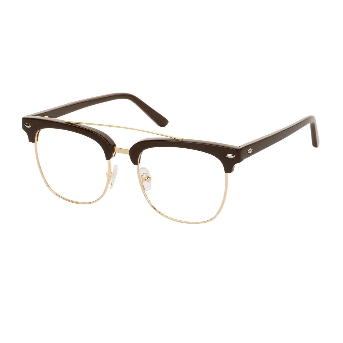 Tori - Browline Brown Glasses for Men