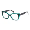 Tegan - Geometric Black-Green Glasses for Women