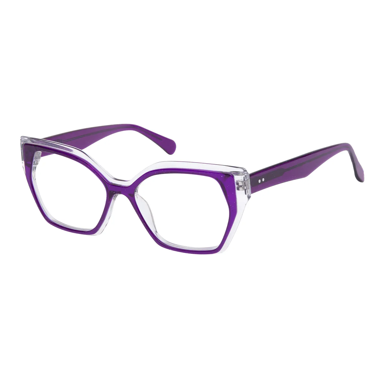 Tegan - Geometric Purple-Transparent Glasses for Women
