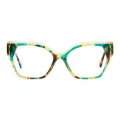 Tegan - Geometric Green Tortoiseshell Glasses for Women