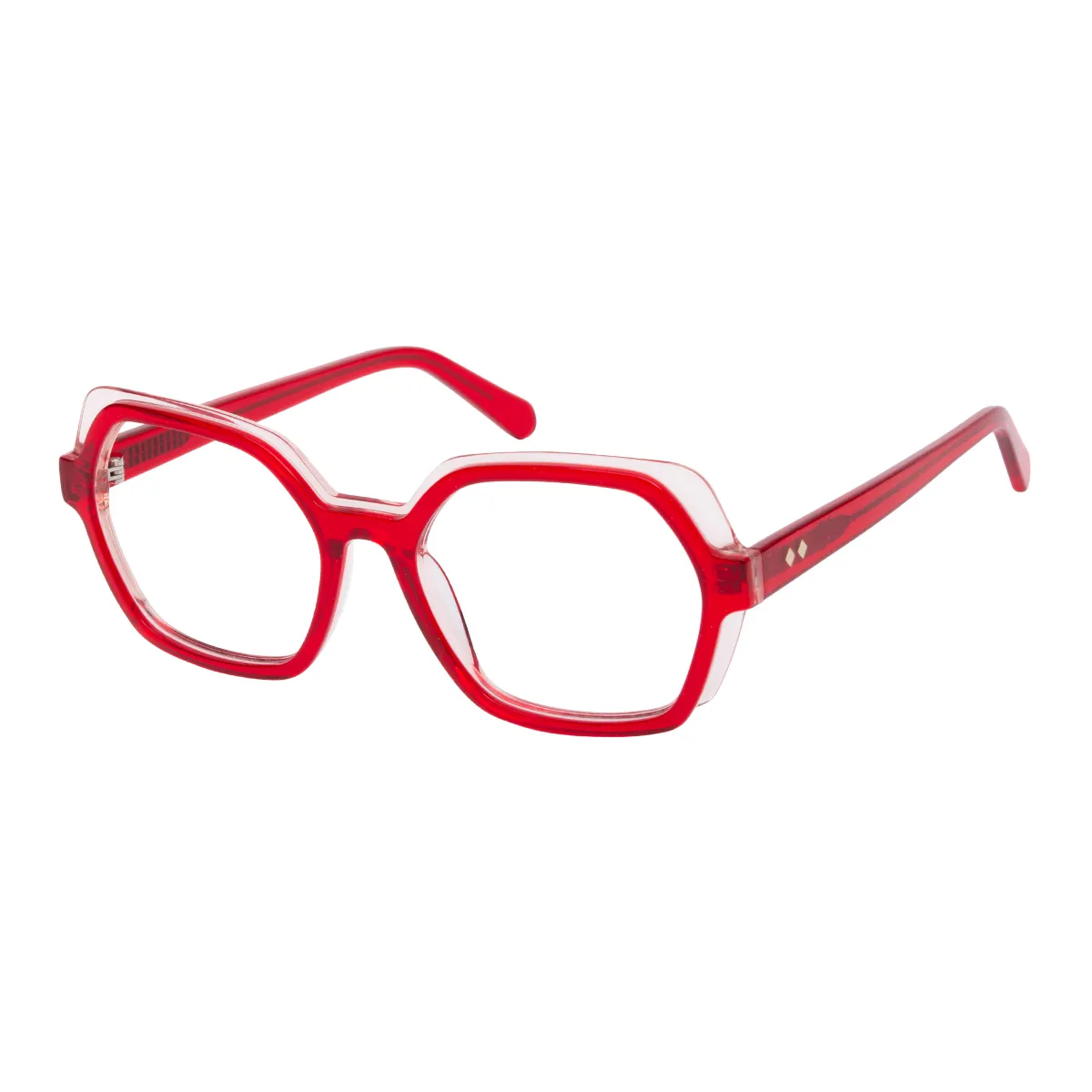 Zelenko - Square Red-Pink Glasses for Women
