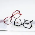 Natasha - Geometric Red-Tortoiseshell Glasses for Women
